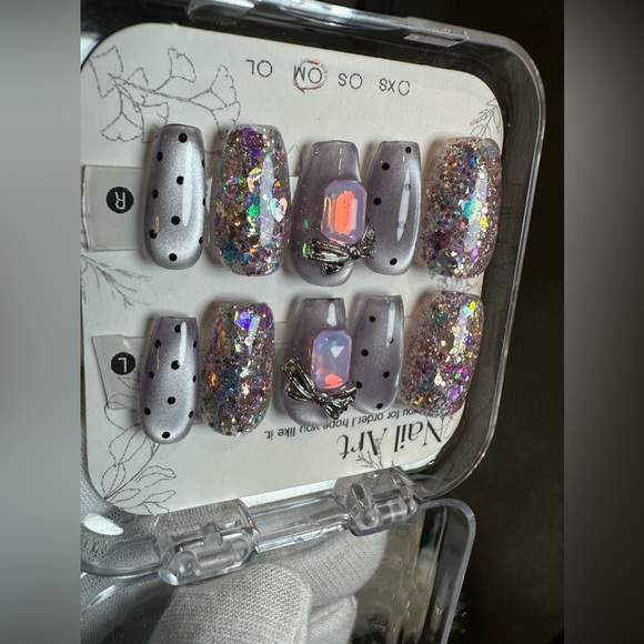 Brand New Gel Custom Made “PurpleBliss” Press On Nails w/Kit (NIP) - Picture 3 of 5